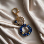 El Regalo Royal Blue Evil Eye Keychain Name Initial Letters- Alphabet Letter Keyring with Evil Eye Charm - Unisex Stylish Bag Charm, Keyring, Gift for Friends & Family (O Letter)
