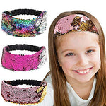 El Regalo 1 PC Reversible Sequins Stretchy Glittery Fashion Headbands for Teen Girls & Women (Pink/Silver)