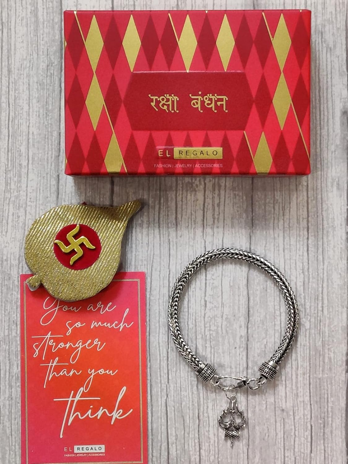 El Regalo Trident Rakhi for Brother - Rakhi for Bhaiya with shagun, Rakhi Message Card in Rakhi Box for Brother/Bhai