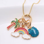 El Regalo 1 PC Kids Enamel Charms Pendant Necklaces For Girls/Teens- Unicorn Rainbow Mermaid Love Heart Starfish Shell Star Pendants Play Necklace Jewelry (Rainbow Tree & Shell Necklace)