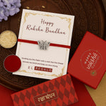 El Regalo 925 Sterling Silver OM/Ganesha/Trident/Baby Feet/Silk Thread Rakhi for Brother/Nephew/Niece - Real Silver OM Rakshabandhan Bracelet for Bhai/Bhaiya/Nephew (Ganesha Style 2 Silver Rakhi)