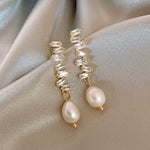 El Regalo Fancy Pearl Earrings- Pearl Zircon Inlaid Dangle Earrings for Girls & Women- Pearl Tassel Long Earrings (Zircon Pearl Studs)