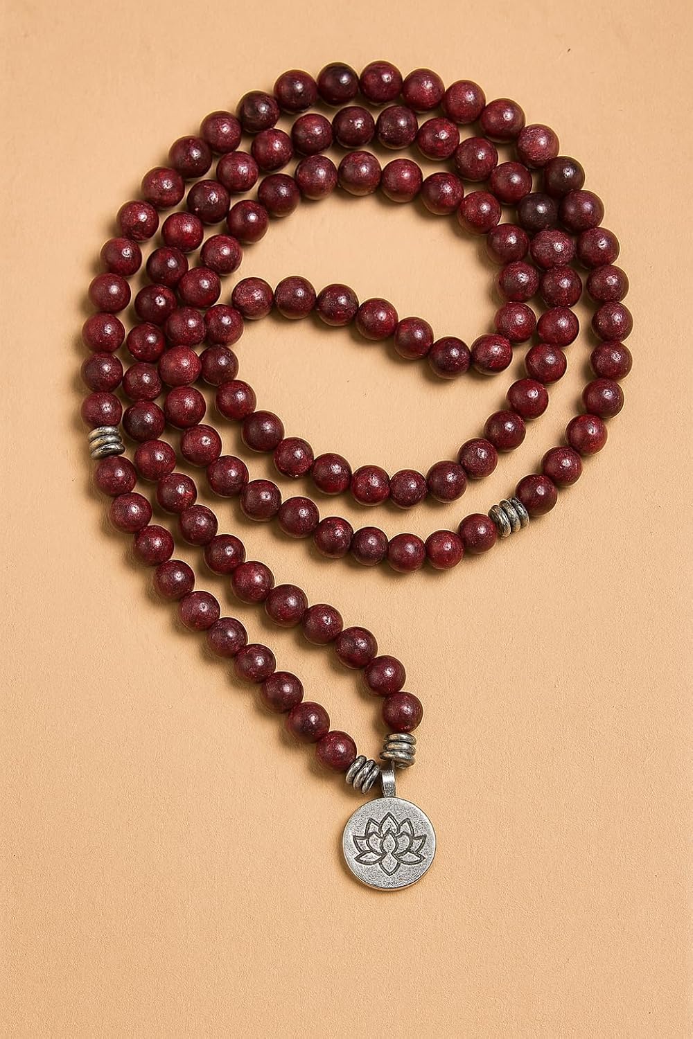 El Regalo 108 Beads Multi-Layered Bracelet Mala for Women & Men - Natural Beads Yoga Bracelet Necklace with Lotus Pendant - Unisex Spiritual Buddhist Mala Jewelry for Meditation
