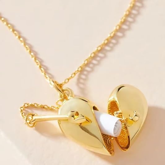 El Regalo Personalized Love Letter Openable Heart Necklace - 18K Gold Plated Secret Message Pendant with Cupid Arrow, Romantic Jewelry for Women & Girls, Valentine's, Birthday & Anniversary