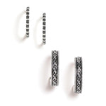 El Regalo 2 Pairs Tribal Oxidized Half Hoop Earrings, Huggie Earrings- Hammered Bohemian Oxidized German Silver Baali Earrings (Option-2)