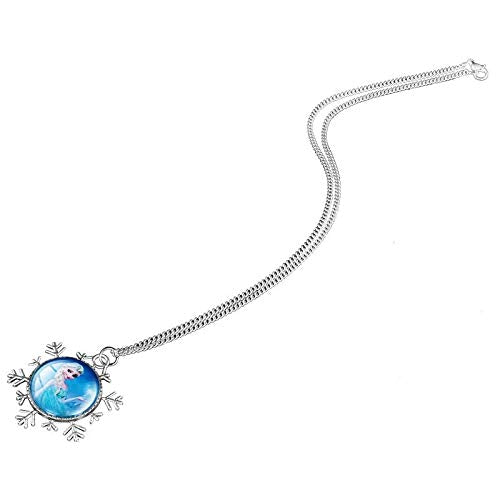El Regalo Frozn El-sa & Ana Princess Snowflake Pendant Necklace for Girls | Gift for Girls Kids