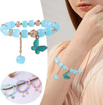 El Regalo 1 PC Butterfly Crystal Beads Tassel Bracelet With Cute Enamel Butterfly Charms for Girls/Teens/Women (Blue Butterfly)