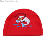 El Regalo Waterproof Swim Cap for Kids Boys Girls, Cute Cartoon PU/Silicone No-Slip Swimming Bathing Cap for Children Long Short Hair, Non-Toxic,Flexible Swim Caps Hat (Fish Red)