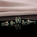 El Regalo 3 Pairs CZ Earrings Set - 14K Gold Plated Dainty Stud & Huggie Small Hoops for Women | Cartilage Earrings for Multiple Piercing | Trendy Stacking Jewellery (Green)
