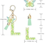 El Regalo Personalized Name Initials Butterfly Charm Keychain - Name Letters Keyring with Green Butterfly & Stars Filled Resin & Tassel Pendant, Purse, Bag, Backpack Accessory (Letter L)