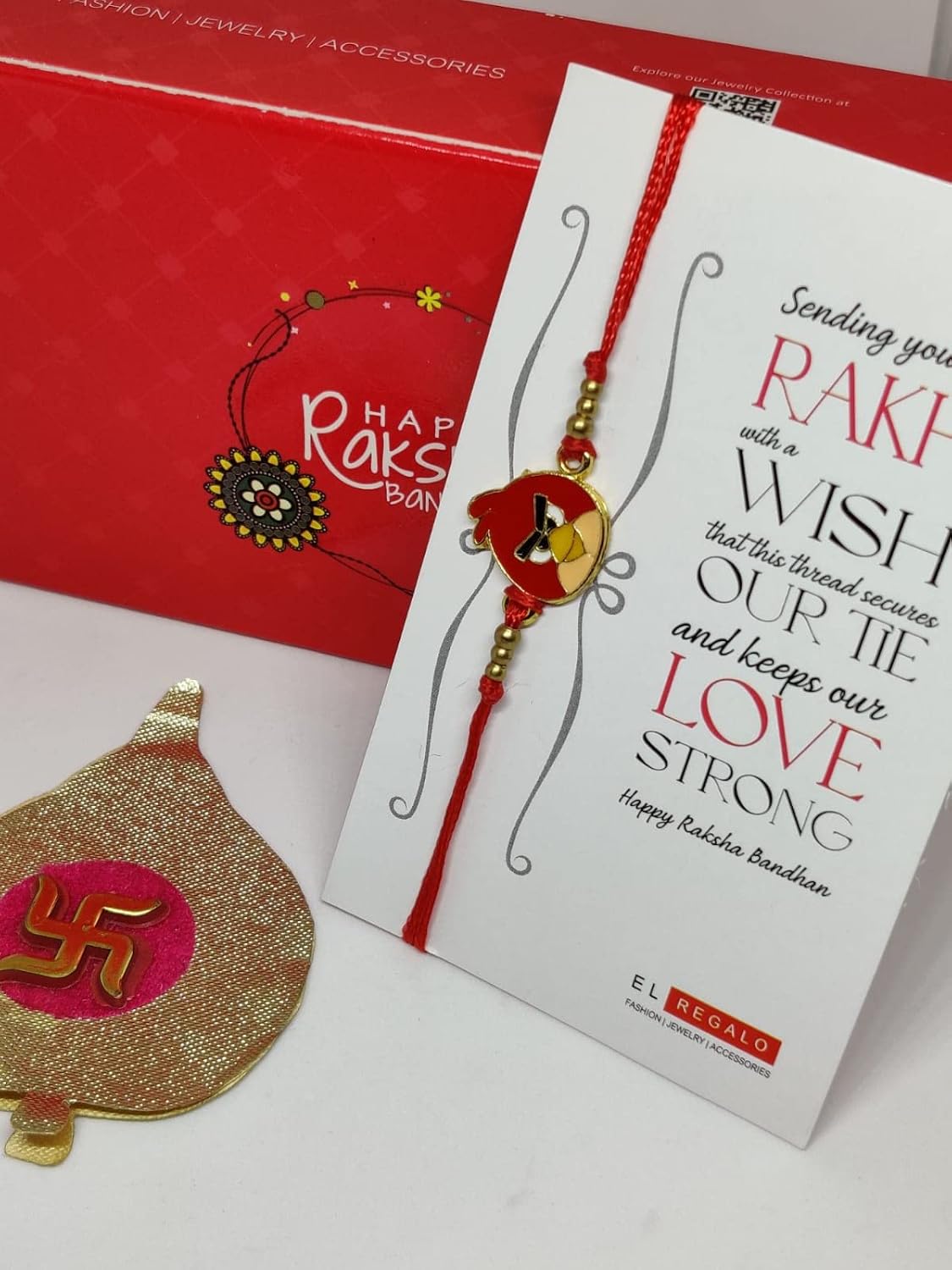 El Regalo 2 PCs Kids Rakhis Combo Set - beautiful 2 Kids Rakhis Set with shagun, Rakhi Message Card in Rakhi Gift Box for Little Brother/Niece/Nephew (Angry Bird & Doremon Rakhi)
