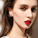 El Regalo 2 Pairs Non-Pierced CZ Magnetic Clip-On Unisex Earrings for Men/Women/Girls/Boys - Colorful CZ Fake Crystal Ear Stud Earrings (Blue & White)