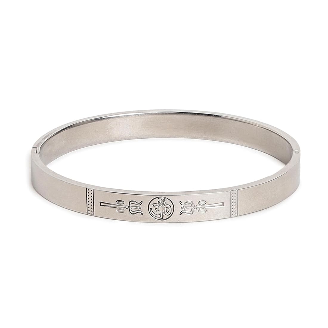 El Regalo 1 PC OM Trident Engraved Bracelet Rakhi for Brother - Designer Stainless Steel Anti Tarnish OM Rakhi with Roli Chawal, Rakhi Message Card in Rakhi Gift Box (Silver)