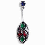 El Regalo 925 Silver Plated Fashion Statement Stones Stud Earrings for Woman & Girls - Oxidized Finish - Silver Lookalike Earrings