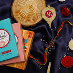El Regalo 1PC Designer Red Stones Multi Colored Thread Rakhi for Brother- Antique Rakhi with Roli Chawal, Rakhi Message Card in Rakshabandhan Gift Box