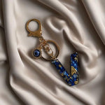 El Regalo Royal Blue Evil Eye Keychain Name Initial Letters- Alphabet Letter Keyring with Evil Eye Charm - Unisex Stylish Bag Charm, Keyring, Gift for Friends & Family (V Letter)