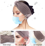 El Regalo Knitted Winter Twist Woolen Warm Headband with Buttons for Face Mask Cover | Cold Weather Hair Accessories Head Wrap | Winter Headbands for Women & Men (Plum Red)