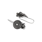 El Regalo Silver Lookalike Brass Oxidized Hook Earrings with Ghungroo for Women/Girls- Ethnic Traditional Earrings
