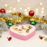 El Regalo 12 Pcs Christmas Adjustable Rings Set for Kids/Girls/Teens/Women | Cute Xmas Party Favour Rings with Heart Gift Box | Santa, Reindeer, Christmas Tree, Snowman, Candy Cane, Wreath Designs