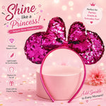 El Regalo Kids Sequin Mouse Ear Hairband with Bow for Girls | Cute Cartoon Mouse Headband | Glitter Party Hair Accessory | Fancy Dress Hair Band for Birthday, Theme Party, Halloween, Christmas & Photoshoot (Magenta)
