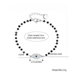 El Regalo Stainless Steel Mangalsutra Evil Eye Nazaria Bracelet- Black Crystal Beads Anti Tarnish Chain Bracelet for Girls/Women (Evil Eye Nazaria Bracelet)
