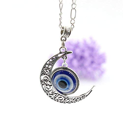 El Regalo Evil Eye Crescent Moon Pendant Necklace | Turkish Evil Eye Blue Moon Pendant Necklace for Girls & Women