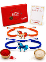 El Regalo 2 Unicorn Rakhis Gift Combo for Littler Brother/Kids beautiful Kids Rakhi Set with 2 Rakhis, shagun & Rakhi Message Card in Gift Box for Brother/Sister/Niece and Nephew (Option-5)