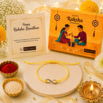 El Regalo 1PC Minimalist Infinity Rakhi for Brother- Simple Infinity Rakhi with Roli Chawal, Rakhi Message Card in Rakhi Gift box for Brother (Yellow)