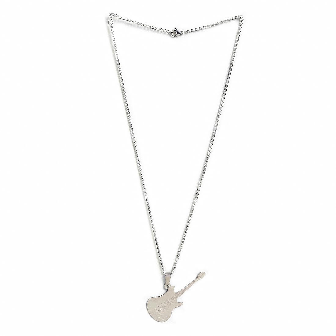 El Regalo 1PC Guitar Pendant Necklace-Stainless Steel Rock Electric Guitar Unisex Pendant Necklace for Girls/Boys/Men/Women- Hip Hop Music Necklace Jewellry for Music Lovers (Silver)