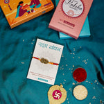 El Regalo OM Ganesha Red Thread Rakhi for Brother/Bhai/Bhaiya- Auspicious OM/Aum, Ganesha Rakhi with Roli Chawal Shagun, Rakhi Message Card in Rakhi Gift Box (Ganesha Moli)