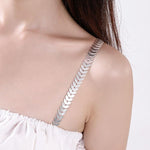El Regalo 1 Pair Fancy Designer Bra Straps for Off Shoulder Dresses or Wedding/Evening Gowns (Silver Leaves)