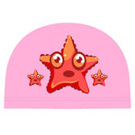 El Regalo Waterproof Swim Cap for Kids Boys Girls, Cute Cartoon PU/Silicone No-Slip Swimming Bathing Cap for Children Long Short Hair, Non-Toxic,Flexible Swim Caps Hat (Star Pink)