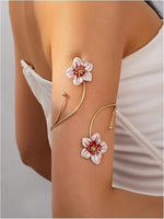 El Regalo Floral Enamel Armlet/Bajuband for Women & Girls - Adjustable Gold-Plated Upper Arm Cuff Bracelet | Bohemian Armlet for Weddings, Festivals & Dance Performances (White Shade)