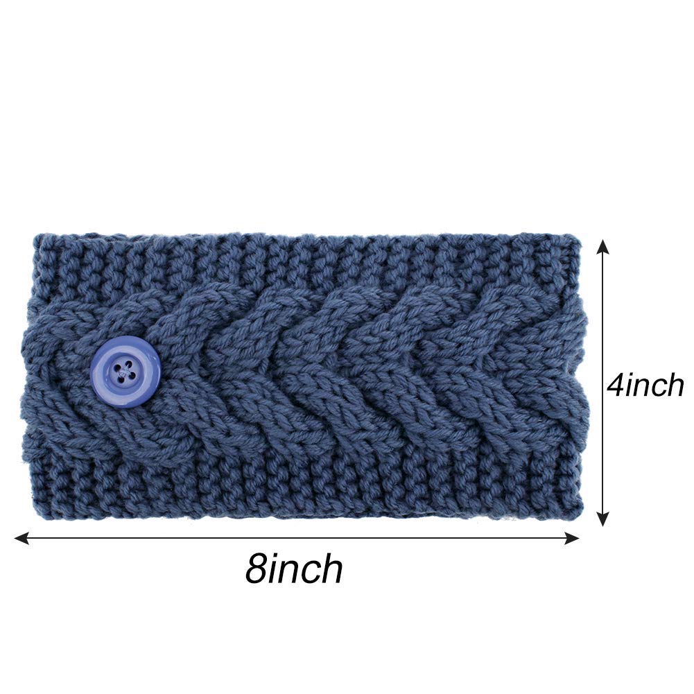 El Regalo Knitted Winter Twist Warm Wool Headband with Buttons for Face Mask Cover for Unisex (Black)