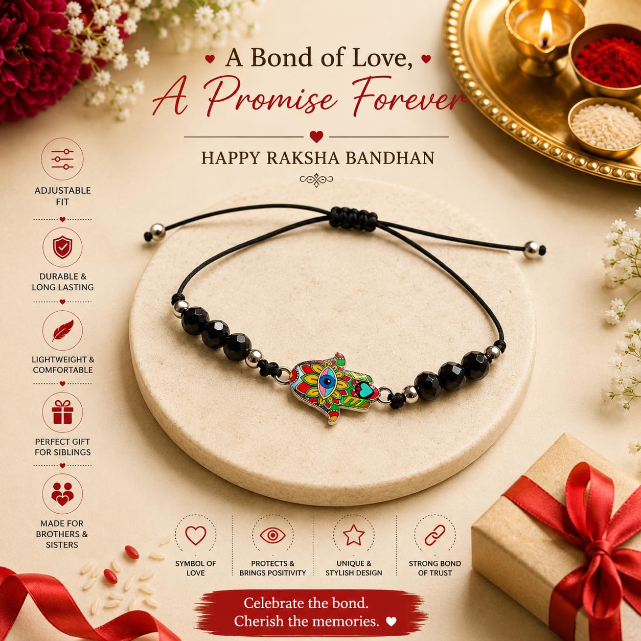 El Regalo Create a clear and pure white background pic for this Rakhi combo in nice shape for amazon hero listing with roli chanwal (Black)