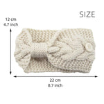 El Regalo 1 PC Knitted Winter Woolen Warm Headband with Buttons for Face Mask Cover | Cold Weather Hair Accessories Head Wrap | Criss Cross Bow Winter Headbands for Girls/Teens/Women (Off White)