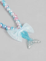 El Regalo Girls Princess Necklace Bracelet with Colorful Mermaid Shiny Beads Bow Kids Stretchy Costume Jewelry Gift Party Favors Dress up Jewelry for Little Girl Toddler (Ocean Blue)