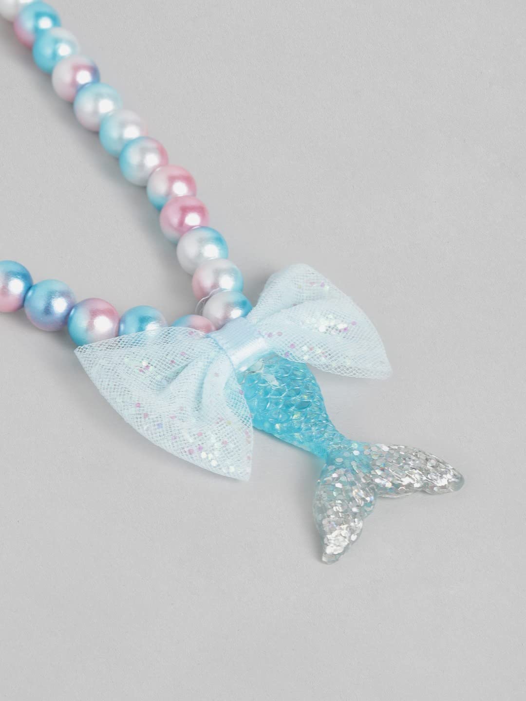 El Regalo Girls Princess Necklace Bracelet with Colorful Mermaid Shiny Beads Bow Kids Stretchy Costume Jewelry Gift Party Favors Dress up Jewelry for Little Girl Toddler (Ocean Blue)