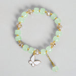El Regalo 3PCs Butterfly Crystal Beads Tassel Bracelet Combo With Cute Enamel Butterfly Charms for Girls/Teens/Women (Option-2)