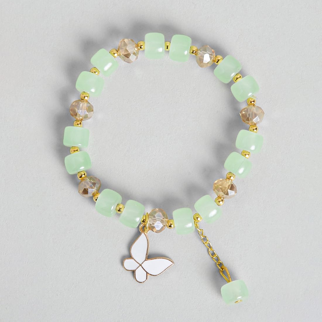 El Regalo 3PCs Butterfly Crystal Beads Tassel Bracelet Combo With Cute Enamel Butterfly Charms for Girls/Teens/Women (Option-2)