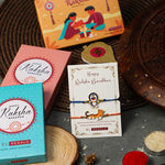 El Regalo 2 PCs Kids Rakhis Combo Set - Cute 2 Kids Rakhis Set with Roli- Chanwal, Rakhi Message Card in Rakhi Gift Box for Little Brother/Niece/Nephew (Tiger & Doremon Rakhi)