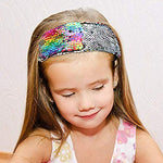 El Regalo 1 PC Reversible Sequins Stretchy Glittery Fashion Headbands for Teen Girls & Women (Multi Colored/Silver)