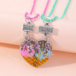 El Regalo Unisex 2 Pcs BFF Best Friend Split Matching Heart Pendant Necklaces Set- Colorful Chain Glitter Stars Heart Pendant Friendship Necklaces Set (Glitter Hearts)