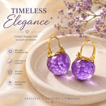 El Regalo Elegant & Graceful Aquamarine Austrian Crystal Earrings for Girls & Women- Sparkly Austrian Crystal Disco Ball Earrings (Misty Purple)