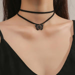 El Regalo Gothic Vintage Black Velvet Butterfly Choker Necklace - Layered Cameo Collar Choker for Girls & Women