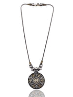 El Regalo Dual Tone German Silver Tibetan Pendant Necklace for Girls & Women | Tribal Tibetan Indo Western Pendant Necklace in Oxidized German Silver
