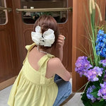 El Regalo 1pc Bohemian Large Flower Hair Claw Clip for Women & Girls - Elegant Multi-Layer Floral Shark Clip, Strong Grip Updo Accessory for Festive, Wedding, Party & Regular Use (White)