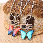 El Regalo Unisex Glitter Best Friends Butterfly Necklaces - Set of 2 | Enamel Butterfly Pendant Best Friends Friendship Necklaces Set