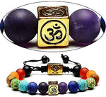 El Regalo 7 Chakra OM Bracelet Rakhi for Brother | Tree of Life & OM Charm Stone Unisex Spiritual Rakhi for Brother with Roli Chawal Shagun, Rakhi Message Card in Rakhi Gift Box (Metallic Golden)
