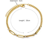 El Regalo 1 PC Stainless Steel Anklets for Women/Girls - 18K Gold Plated Paperclip Chain, Heart, Bow & Daisy Flower Ankle Bracelets - Anti-Tarnish, Waterproof Summer Beach Jewelry Gift (Style-2, 1)